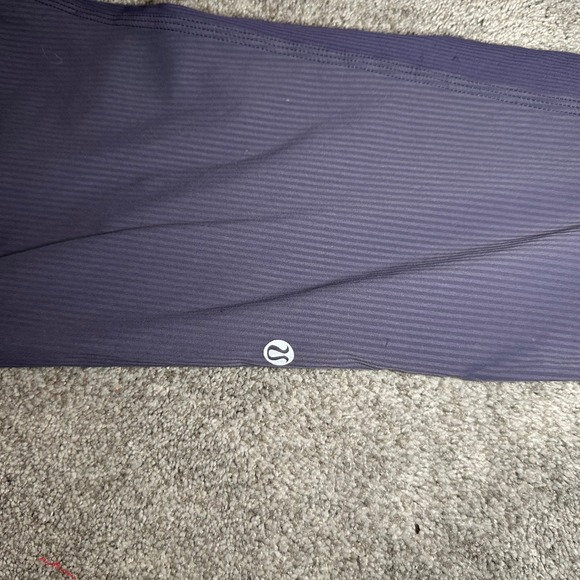 Lululemon Dance Studio Pant Women 8 Purple Pinstripe Ruched Tapered Jogger - Picture 6 of 10